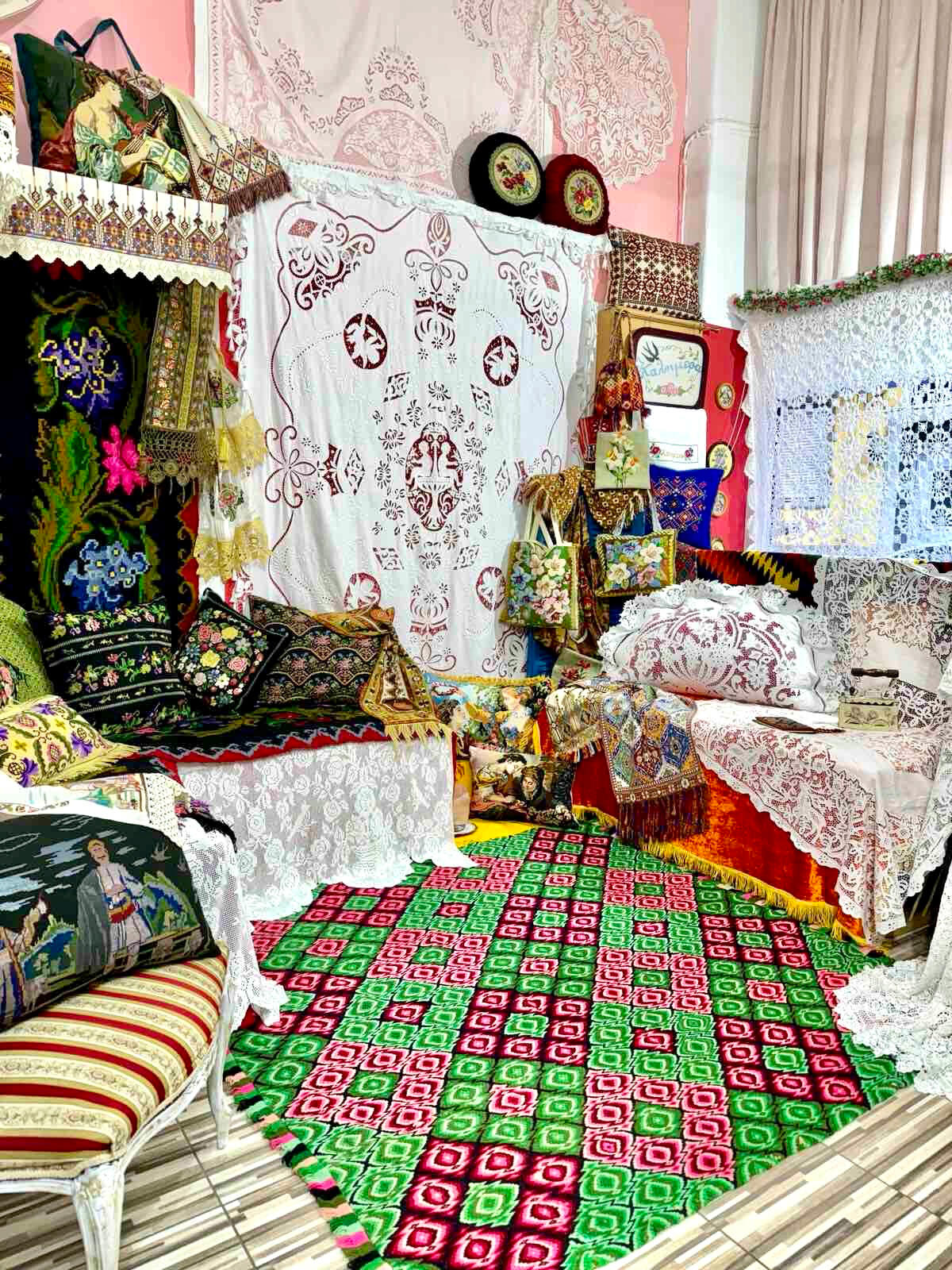 Our Physical Athens Store Hand embroidered european vintage textiles